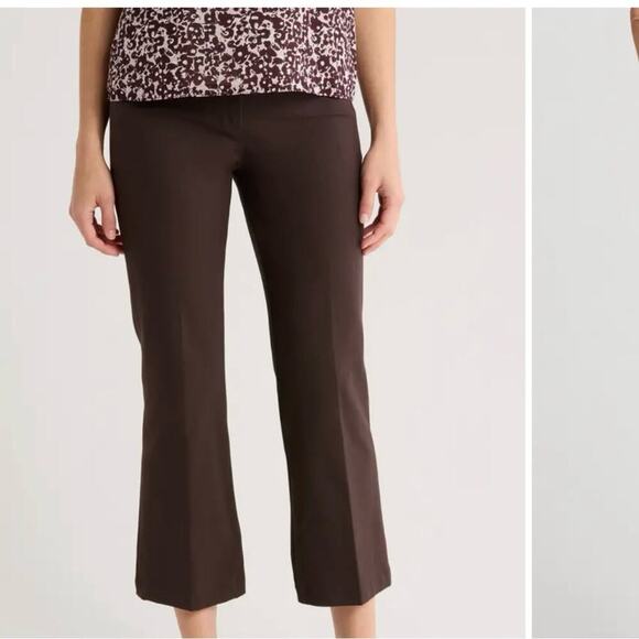 Lafayette 148 New York Manhattan wide leg Brown size 12  Cropped Ankle Pants - Picture 1 of 9